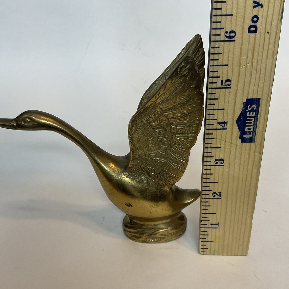 Vintage Solid Brass Long Neck Swan Figurine Mid Century Modern Home Decor 6" - Picture 7 of 12
